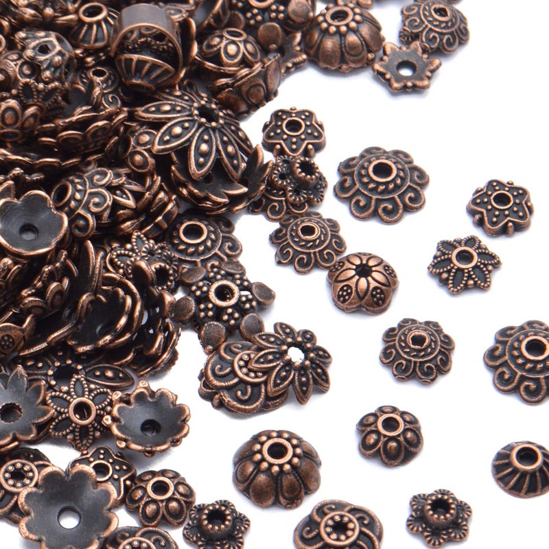 BronaGrand 100 Gram(About 180-350pcs) Bead Caps Metal Spacers Jewelry Findings Accessories for Bracelet Necklace Jewelry Making,Antique Copper - Image 3